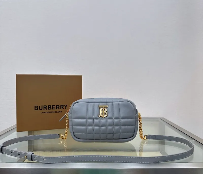 Burberry Gray Quilted Crossbody Camera Bag