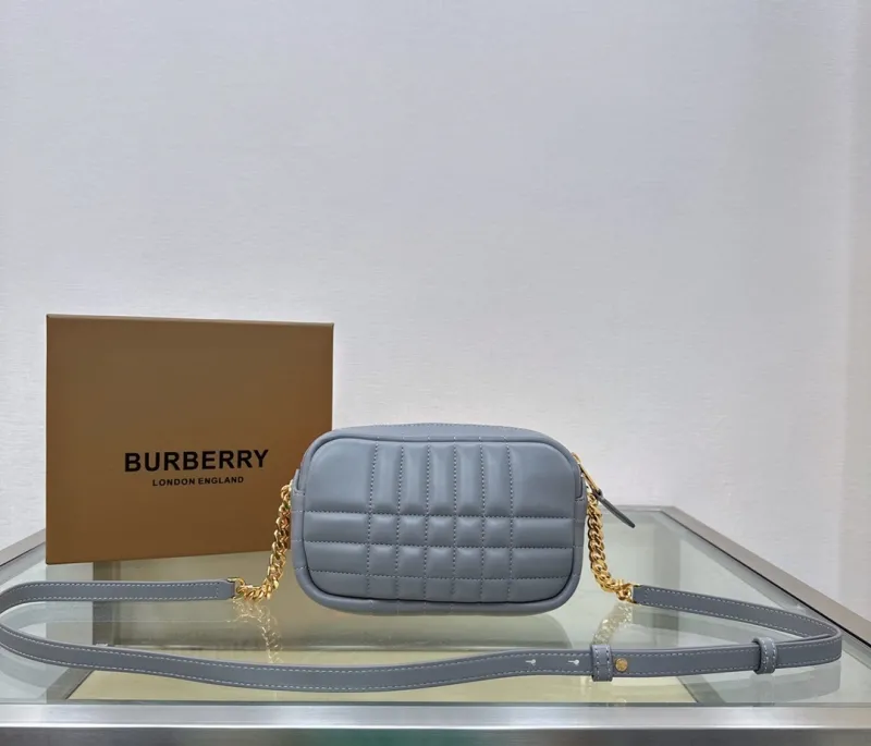 Alternative view of Burberry Gray Quilted Crossbody Camera Bag