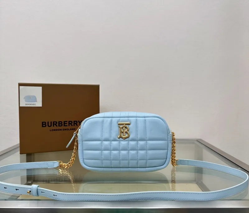 Burberry 80490481 Light Blue Quilted Crossbody Bag