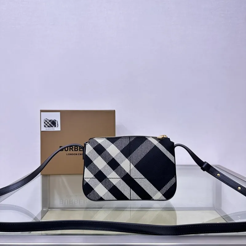 Alternative view of Burberry Black White Check Crossbody Satchel Bag