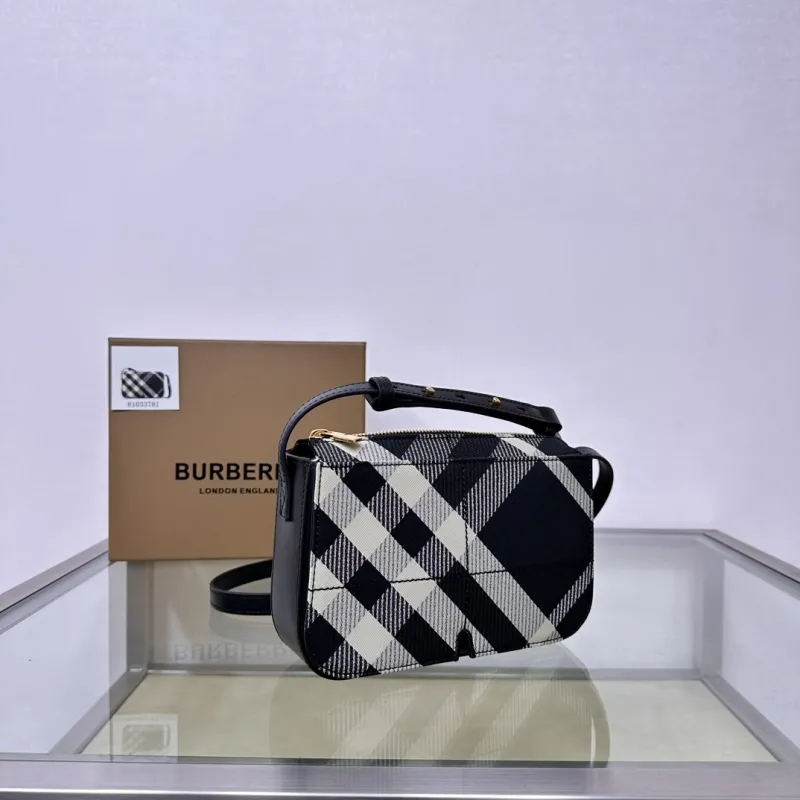 Burberry Black White Check Crossbody Satchel Bag - Image 3