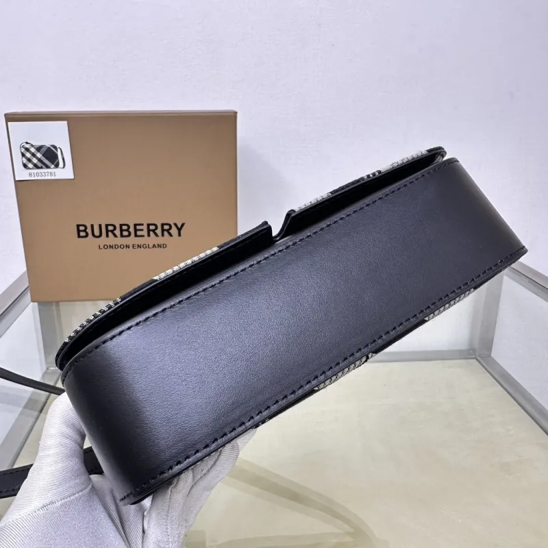 Burberry Black White Check Crossbody Satchel Bag - Image 5