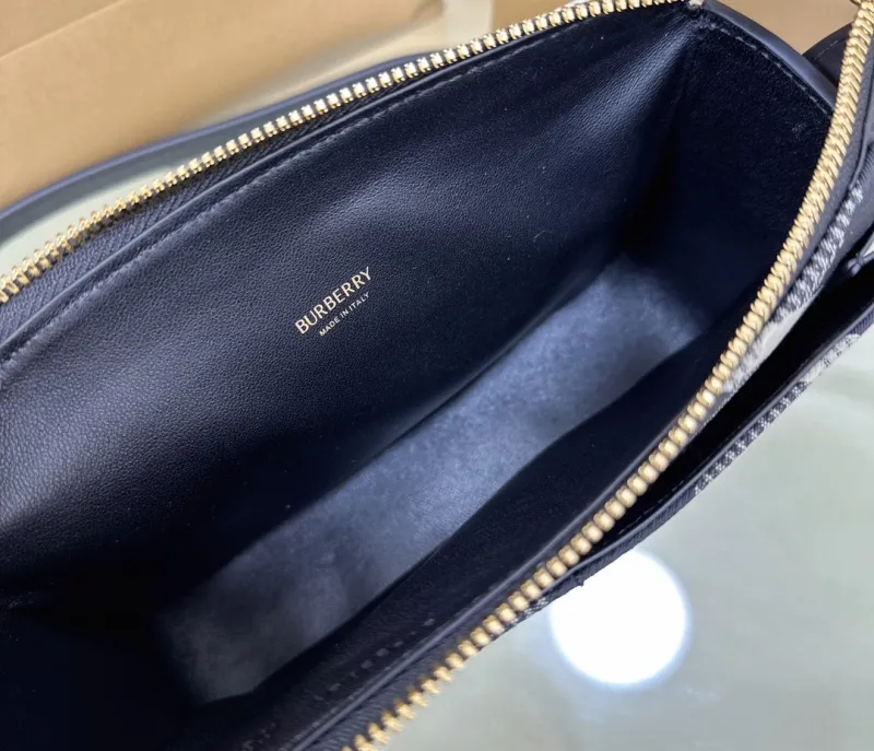 Burberry Black White Check Crossbody Satchel Bag - Image 8
