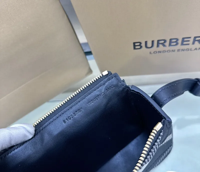 Burberry Black White Check Crossbody Satchel Bag - Image 9