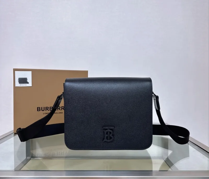 Burberry Black Leather Crossbody Messenger Bag