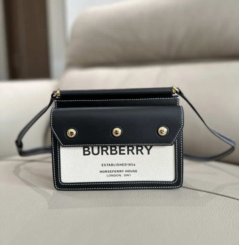 Burberry Black White Crossbody Satchel Bag