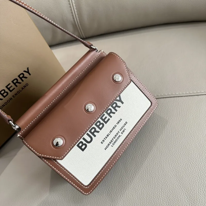 Alternative view of Burberry Brown White Crossbody Satchel Bag