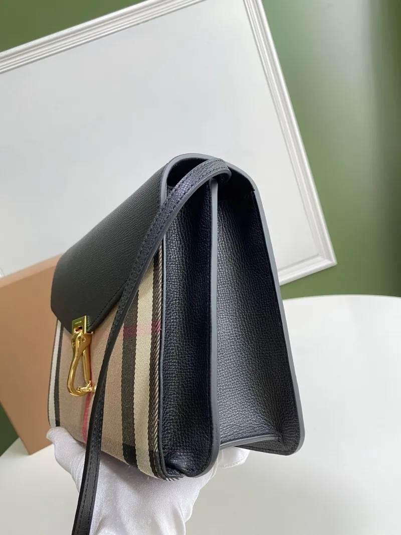 Burberry Black Check Crossbody Satchel Bag - Image 4