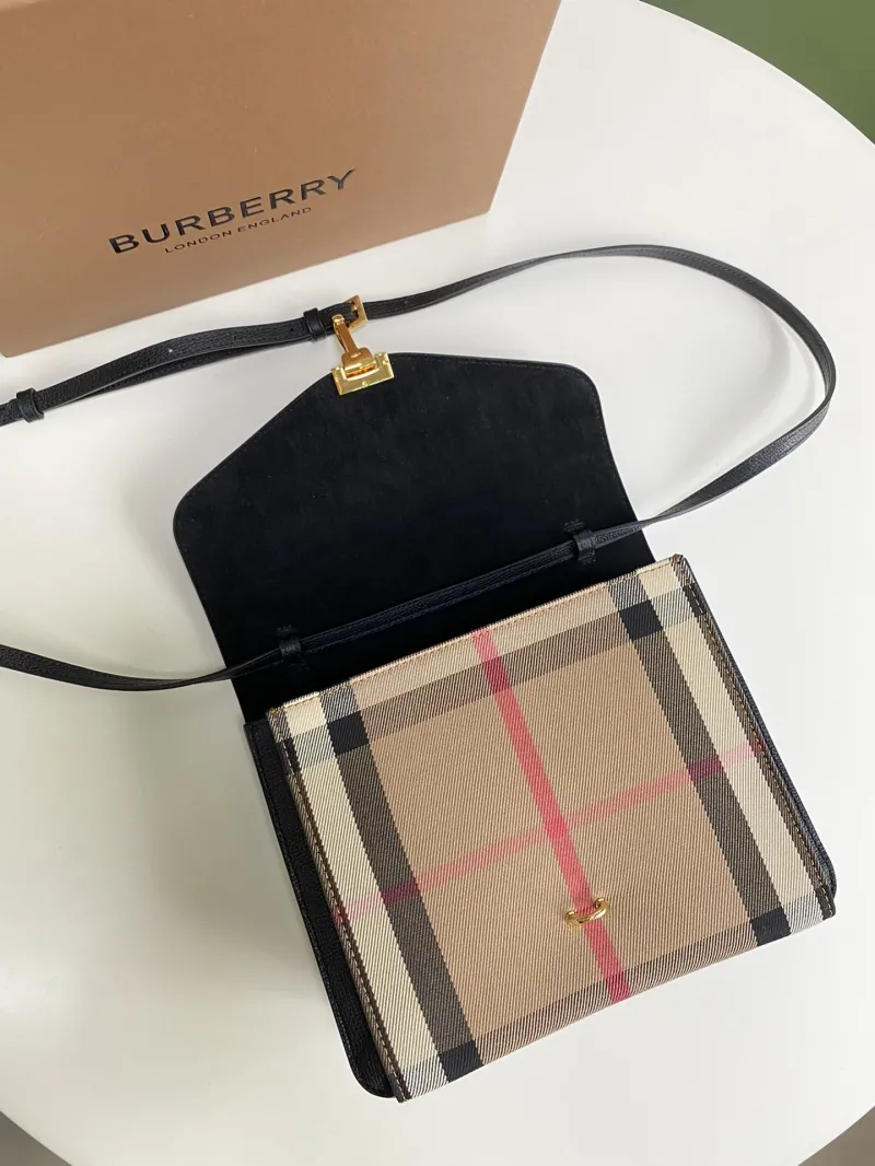 Burberry Black Check Crossbody Satchel Bag - Image 6