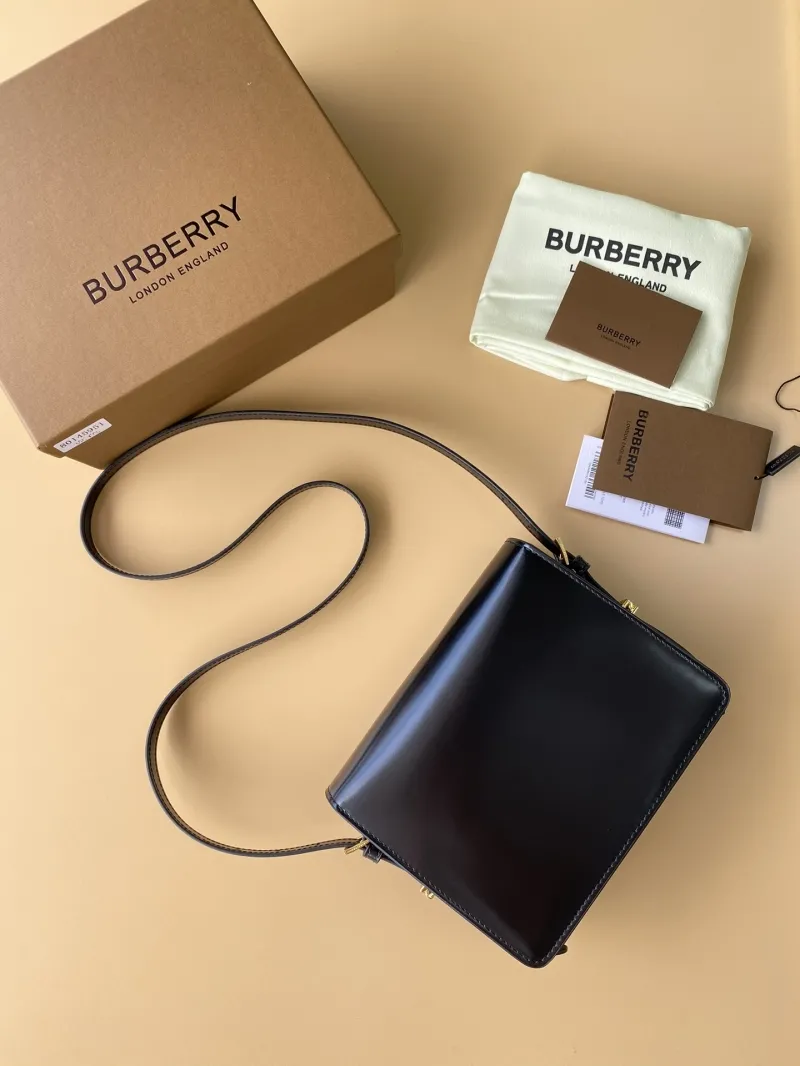 Burberry Black Leather Crossbody Satchel Bag - Image 3