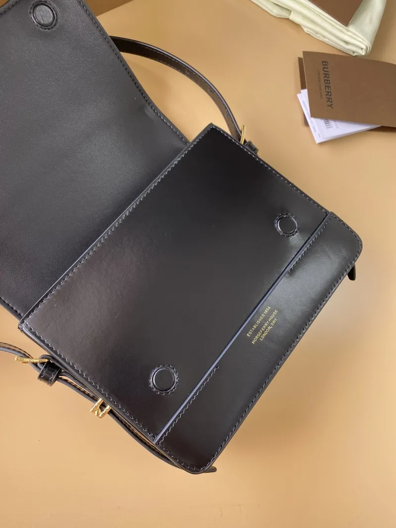 Burberry Black Leather Crossbody Satchel Bag - Image 6
