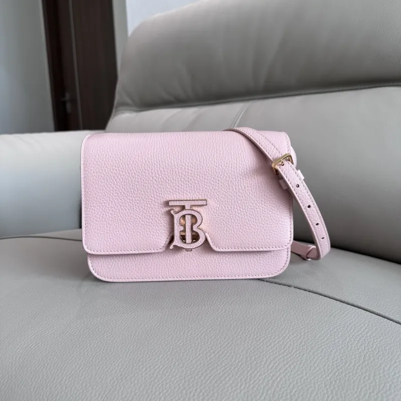 Burberry Pink Leather Crossbody Satchel Bag