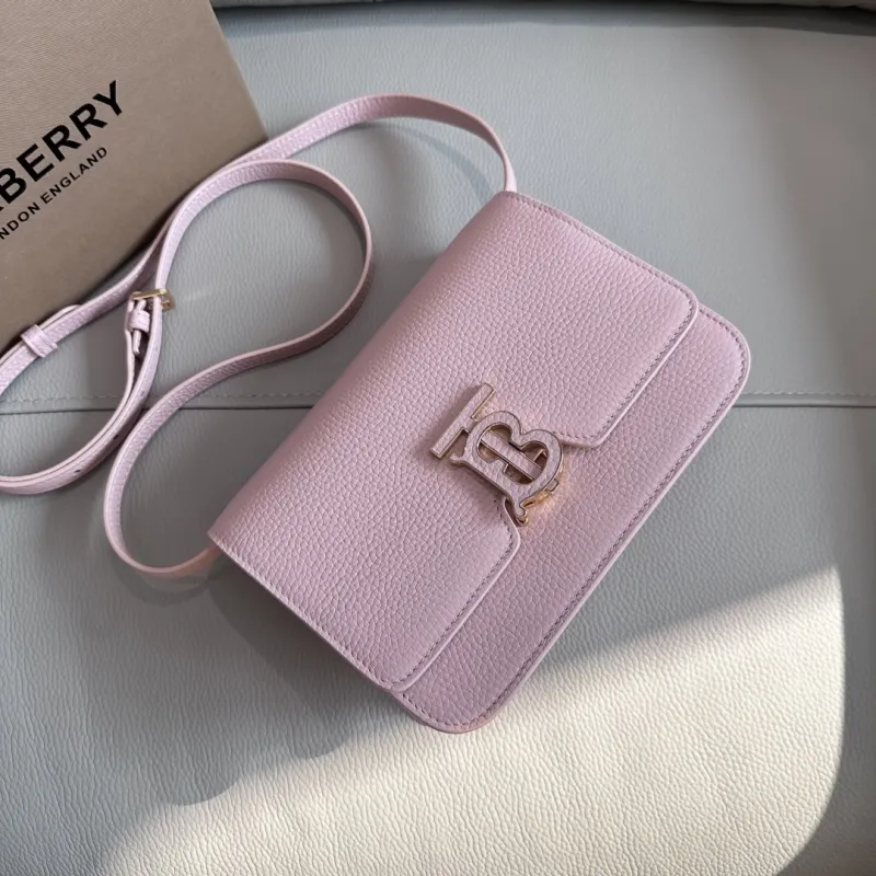 Burberry Pink Leather Crossbody Satchel Bag - Image 3