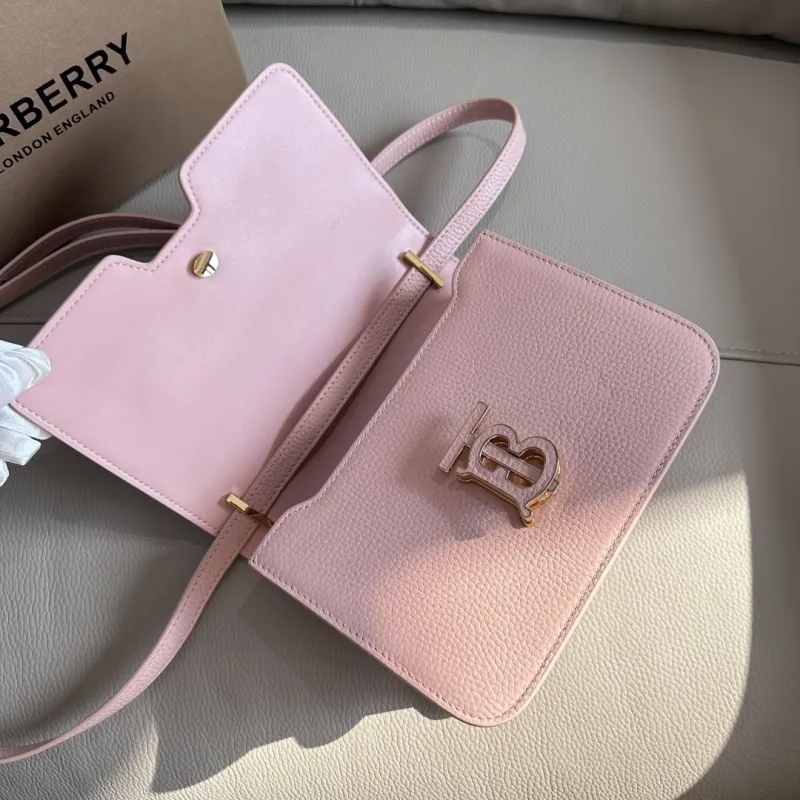 Burberry Pink Leather Crossbody Satchel Bag - Image 6