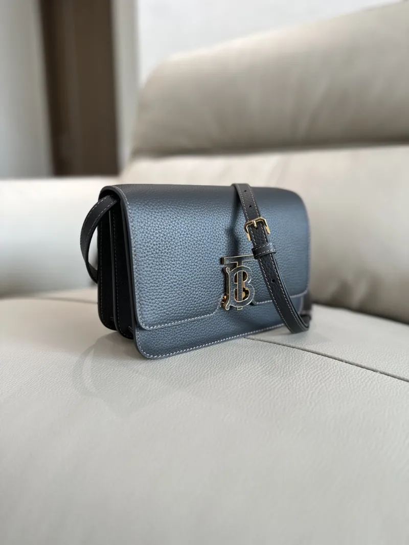 Burberry Dark Gray Leather Crossbody Satchel Bag - Image 3