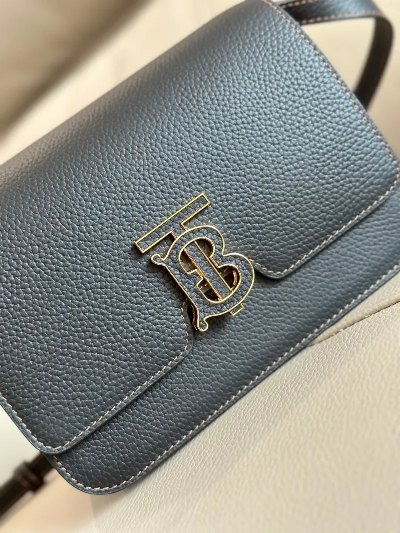 Burberry Dark Gray Leather Crossbody Satchel Bag - Image 4