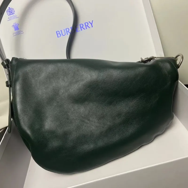 Alternative view of Burberry Dark Green Leather Hobo Shoulder Bag