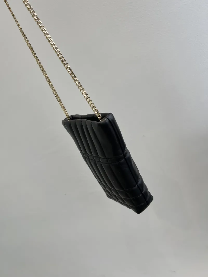 Alternative view of Burberry Black Quilted Chain Crossbody Bucket Bag