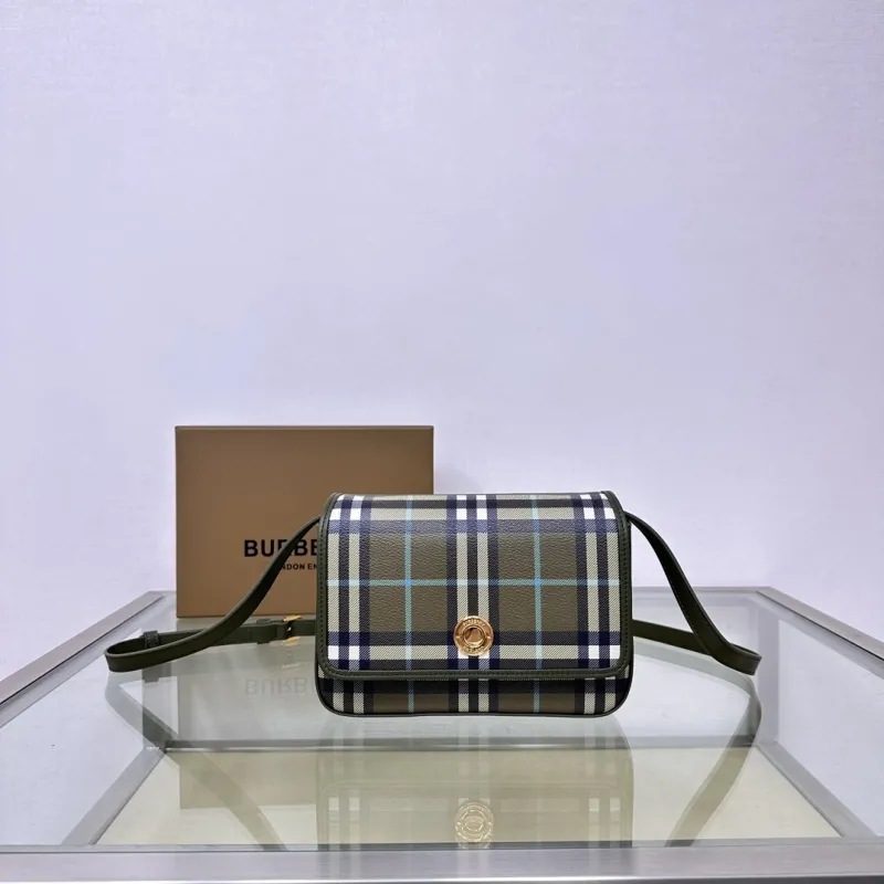 Burberry Olive Check Crossbody Satchel Bag 204