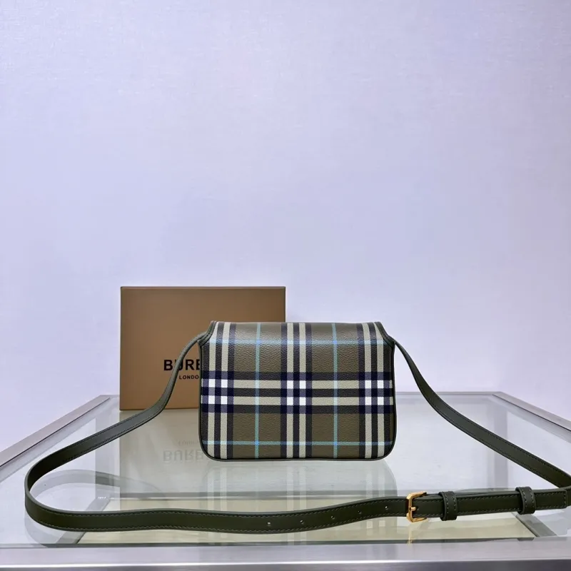 Burberry Olive Check Crossbody Satchel Bag 204 - Image 3