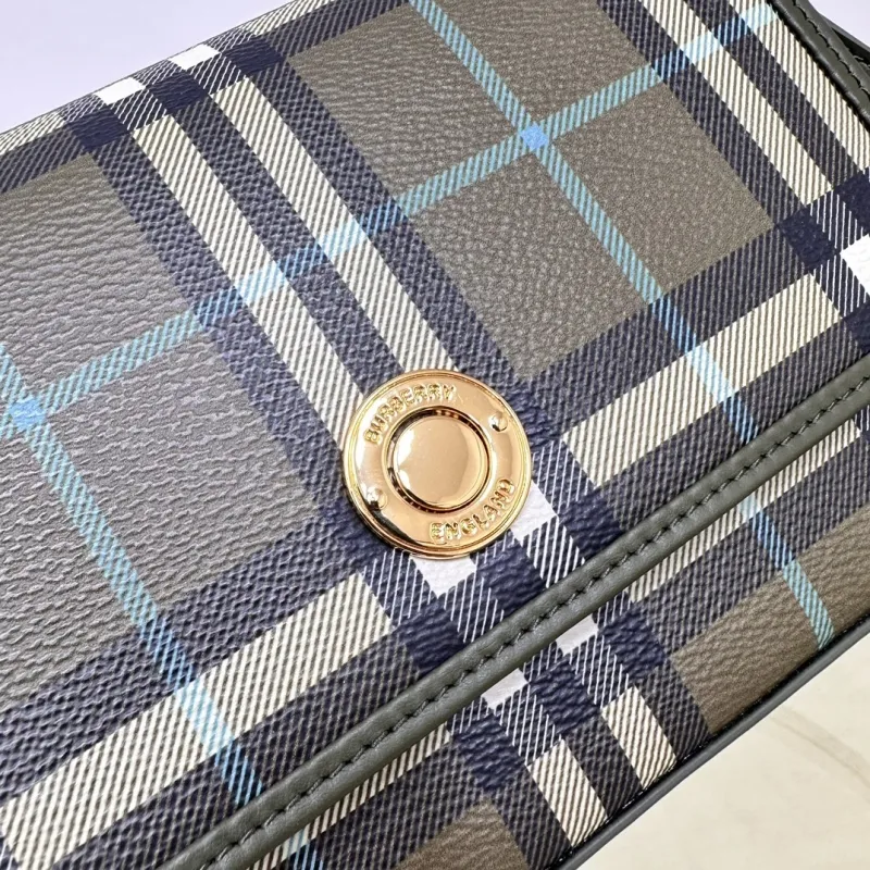 Burberry Olive Check Crossbody Satchel Bag 204 - Image 4