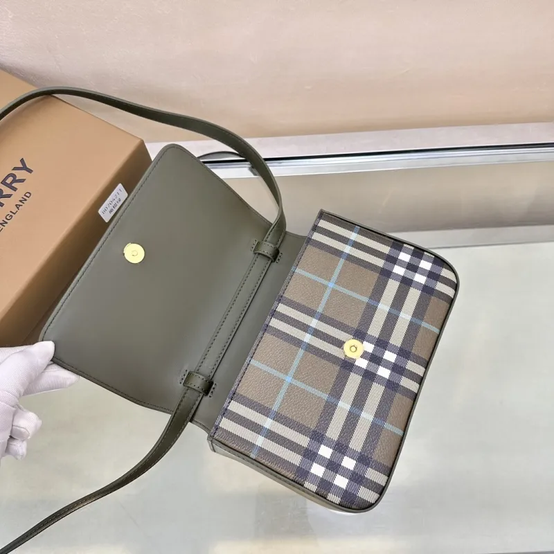 Burberry Olive Check Crossbody Satchel Bag 204 - Image 7