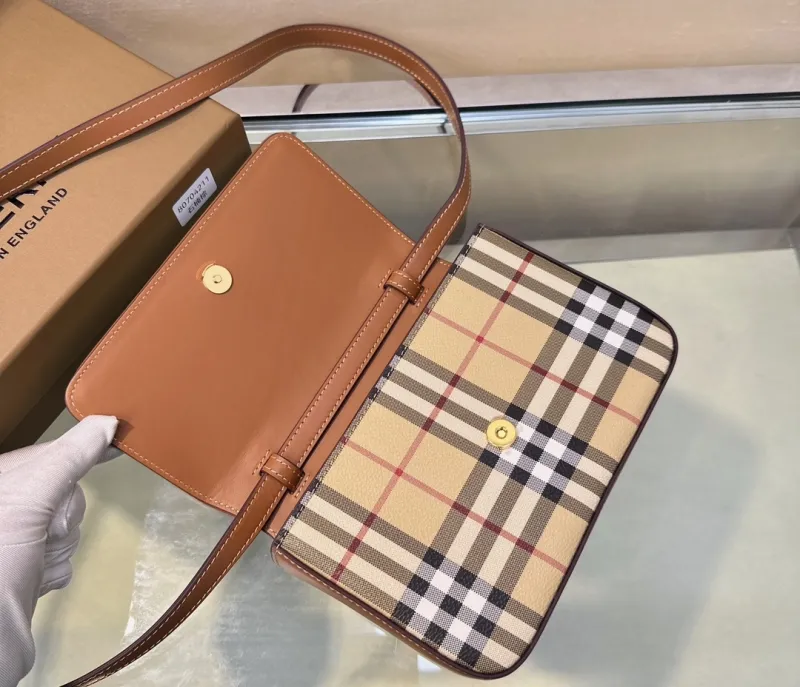 Burberry Vintage Check Satchel Crossbody Bag 205 - Image 9