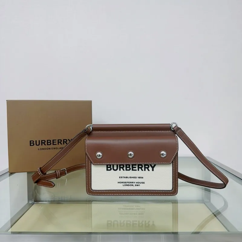 Burberry Brown White Crossbody Satchel Bag 207