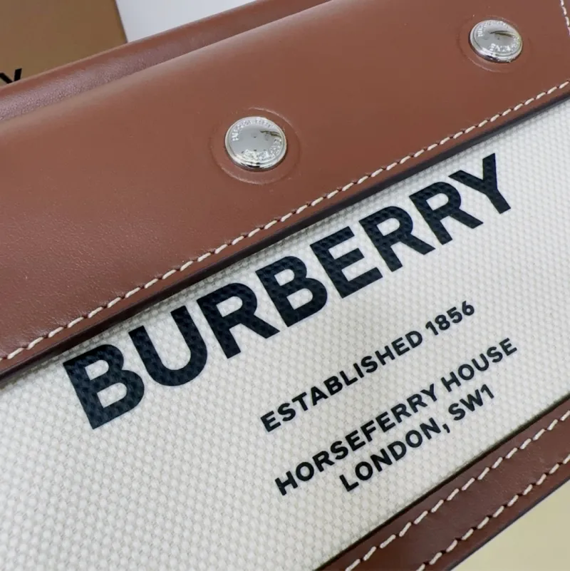 Burberry Brown White Crossbody Satchel Bag 207 - Image 4