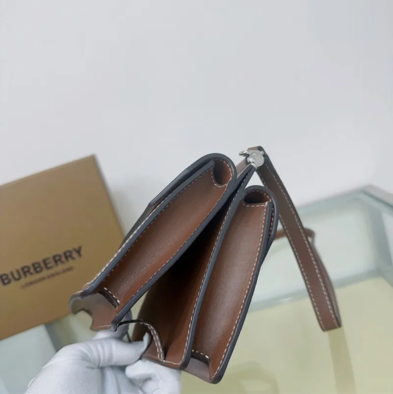 Burberry Brown White Crossbody Satchel Bag 207 - Image 5