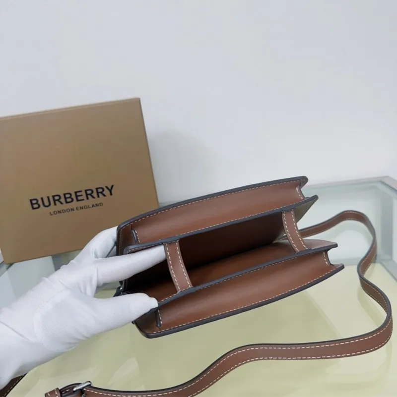 Burberry Brown White Crossbody Satchel Bag 207 - Image 6