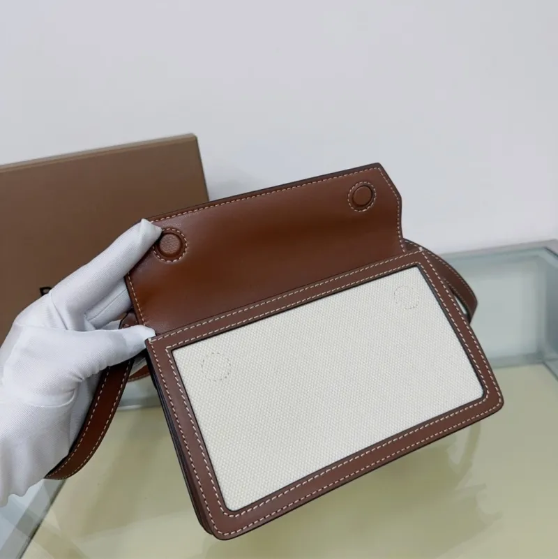 Burberry Brown White Crossbody Satchel Bag 207 - Image 8