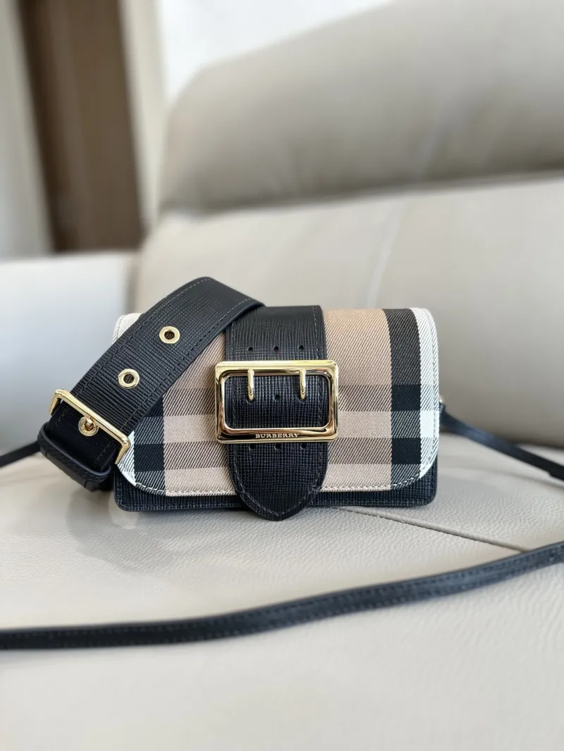 Alternative view of Burberry Black Beige Check Crossbody Satchel Bag 209