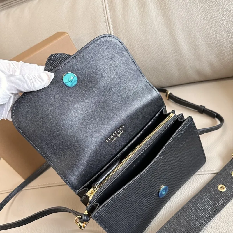 Burberry Black Beige Check Crossbody Satchel Bag 209 - Image 7