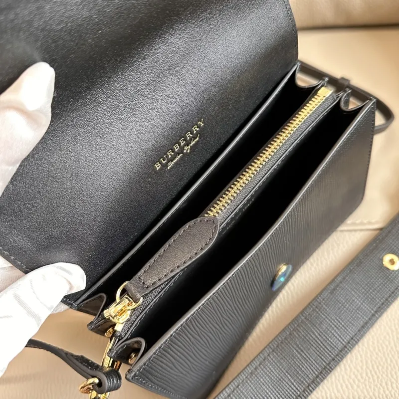 Burberry Black Beige Check Crossbody Satchel Bag 209 - Image 8