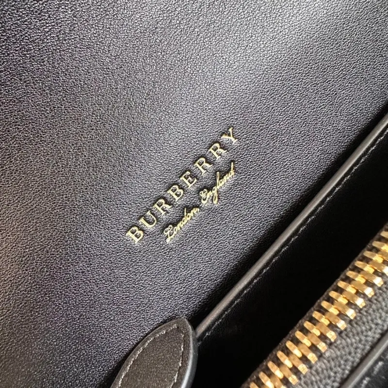 Burberry Black Beige Check Crossbody Satchel Bag 209 - Image 9