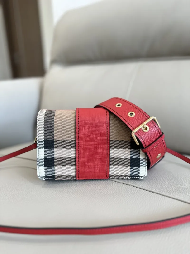 Burberry Red Check Crossbody Bag 210 - Image 3