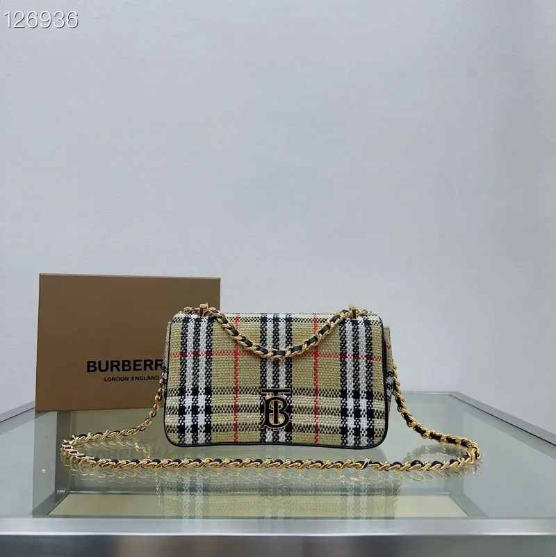 Burberry Beige Vintage Check Chain Shoulder Bag 126936