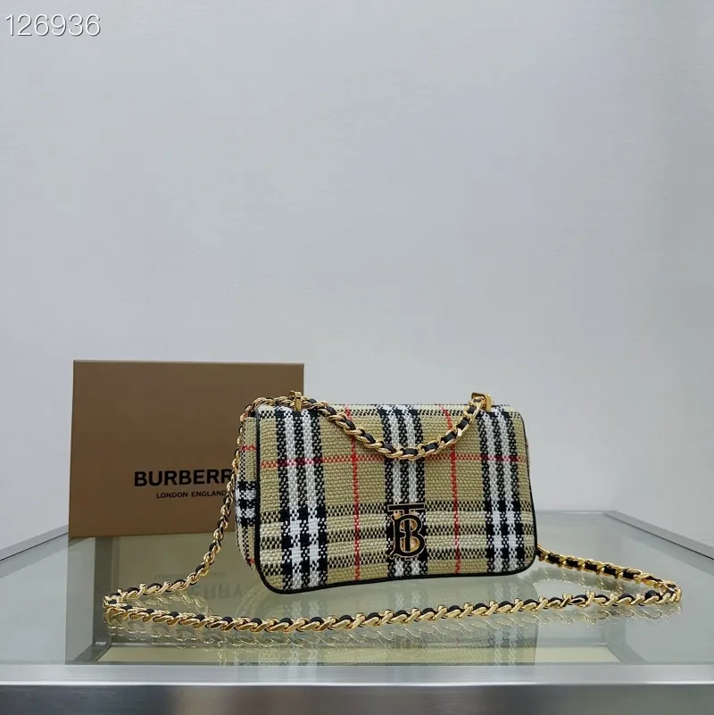 Burberry Beige Vintage Check Chain Shoulder Bag 126936 - Image 3