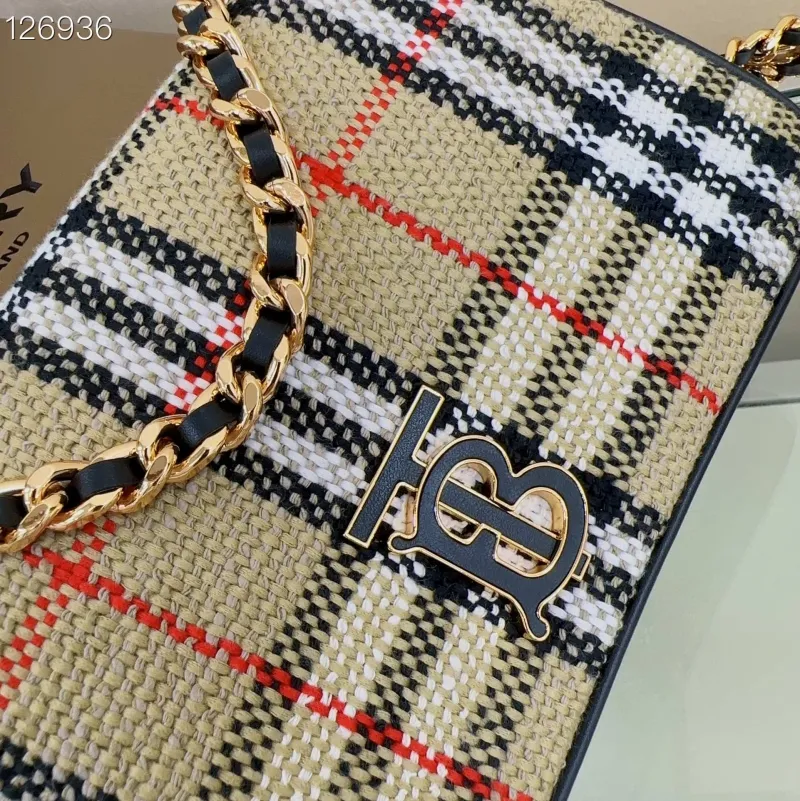 Burberry Beige Vintage Check Chain Shoulder Bag 126936 - Image 5