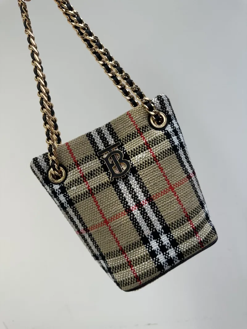 Burberry Mini Vintage Check Chain Bucket Bag 215