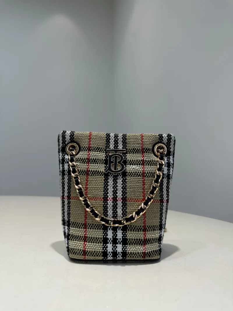Burberry Mini Vintage Check Chain Bucket Bag 215 - Image 3