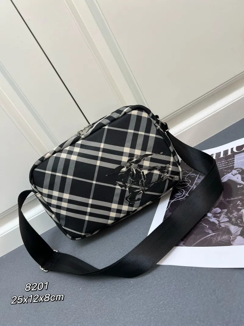 Burberry Black Beige Check Crossbody Bag 8201 - Image 3