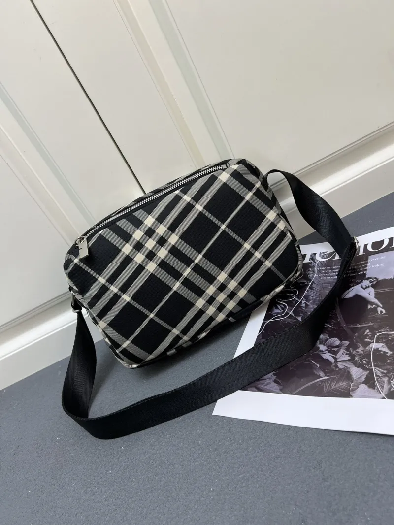 Burberry Black Beige Check Crossbody Bag 8201 - Image 4