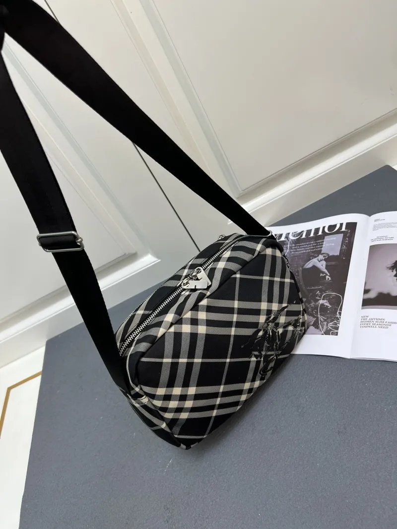 Burberry Black Beige Check Crossbody Bag 8201 - Image 5