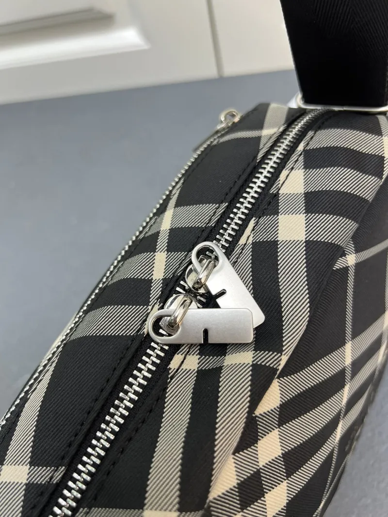 Burberry Black Beige Check Crossbody Bag 8201 - Image 7