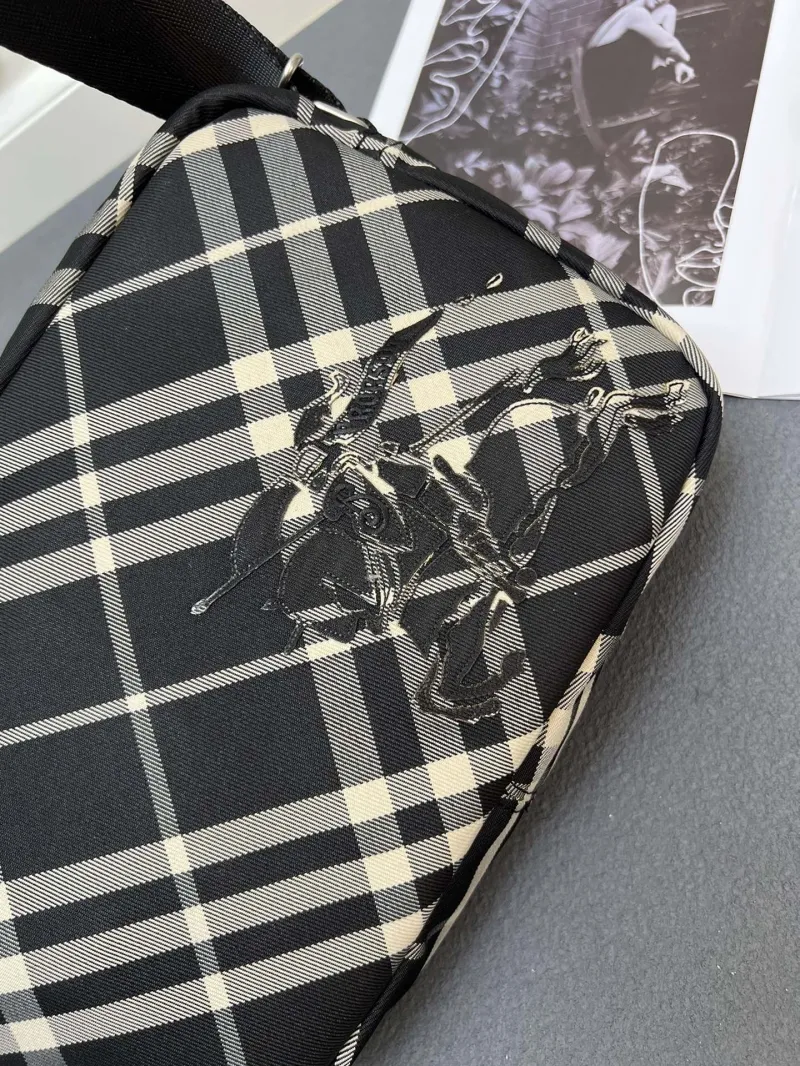 Burberry Black Beige Check Crossbody Bag 8201 - Image 8