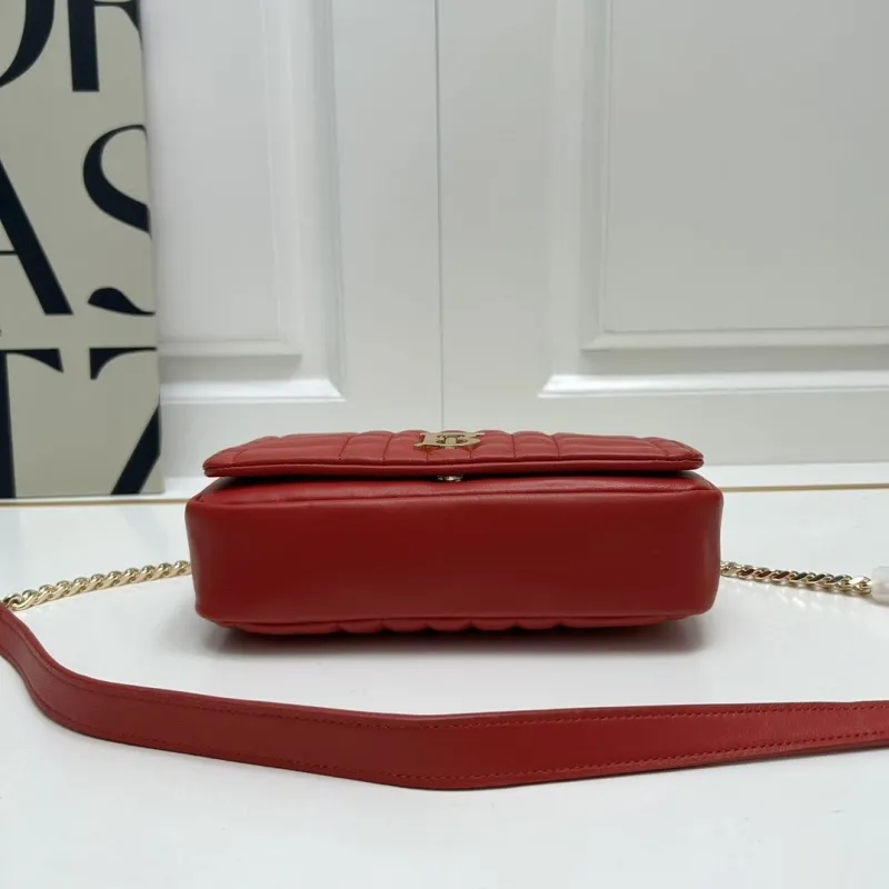 Burberry Red Quilted Leather Shoulder Bag 8378 - Image 7