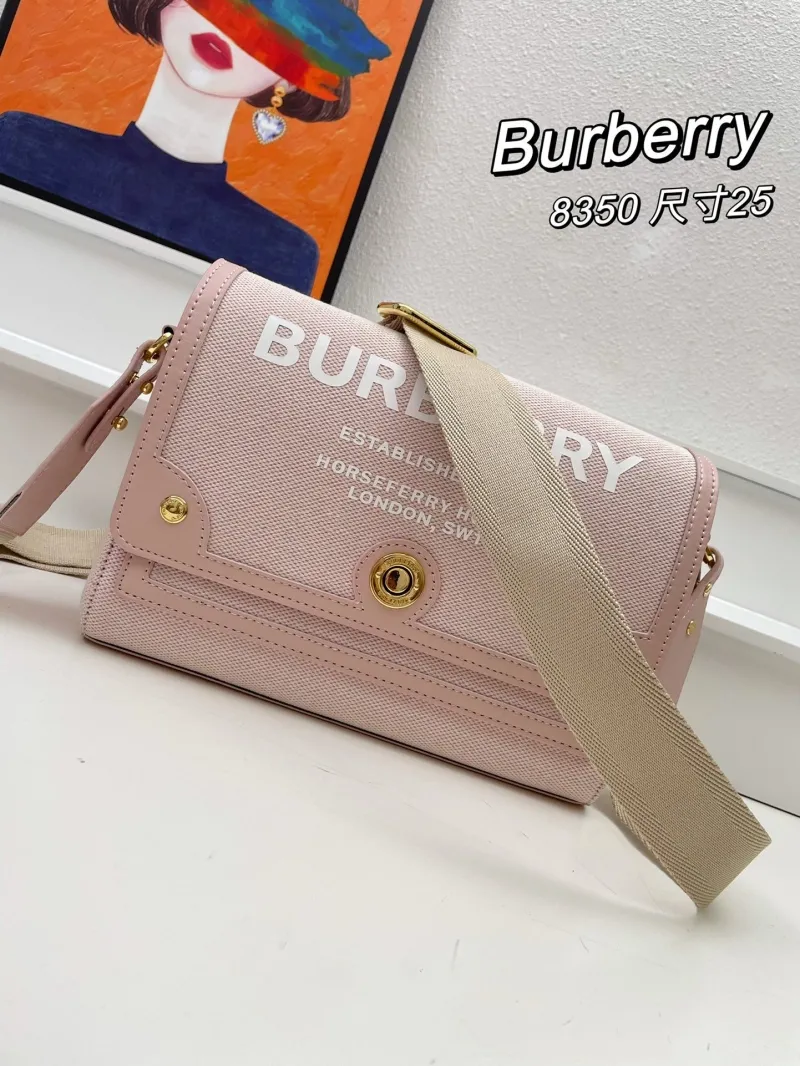 Burberry 8350 Light Pink Crossbody Satchel Bag Size 25 - Image 3