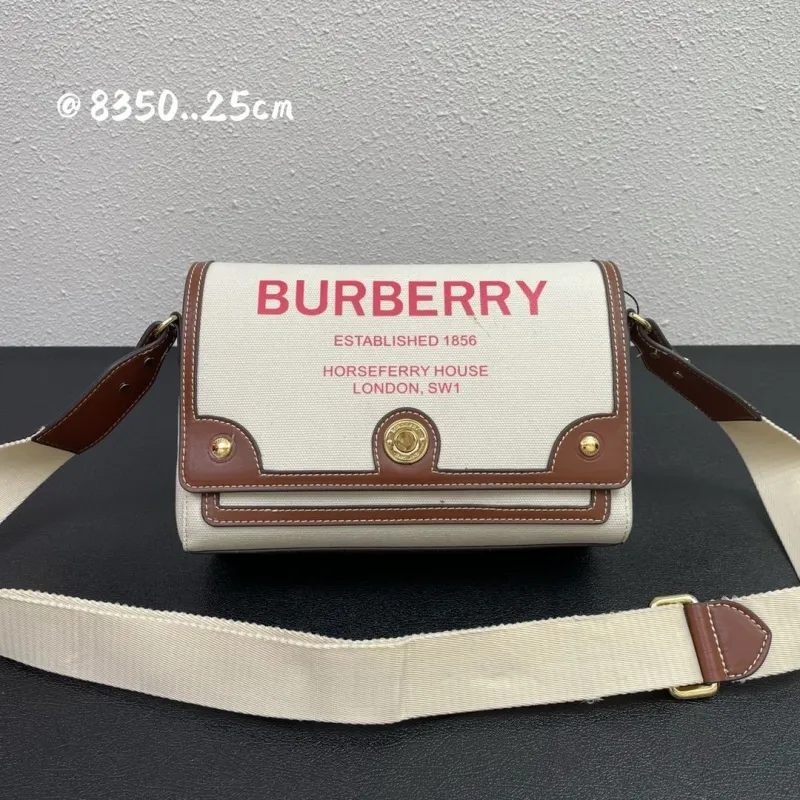 Burberry Beige Brown Canvas Crossbody Satchel Bag